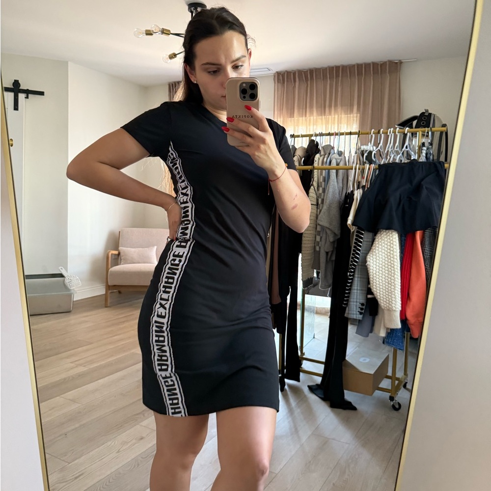 A/X Armani Exchange Black Logo Side Mini Dress